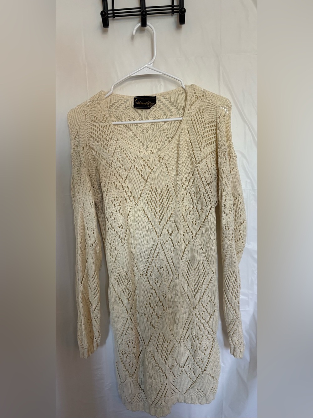 Women’s Open-Knit V-Neck Sweater Dress - Cream